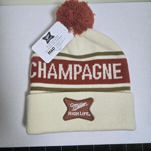 Miller High Life Champagne Knit Beanie - Cream and Brown